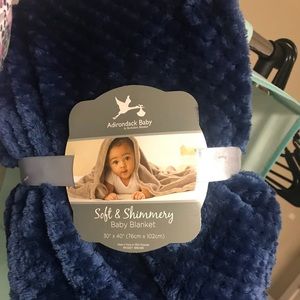 Blue soft plush baby blanket